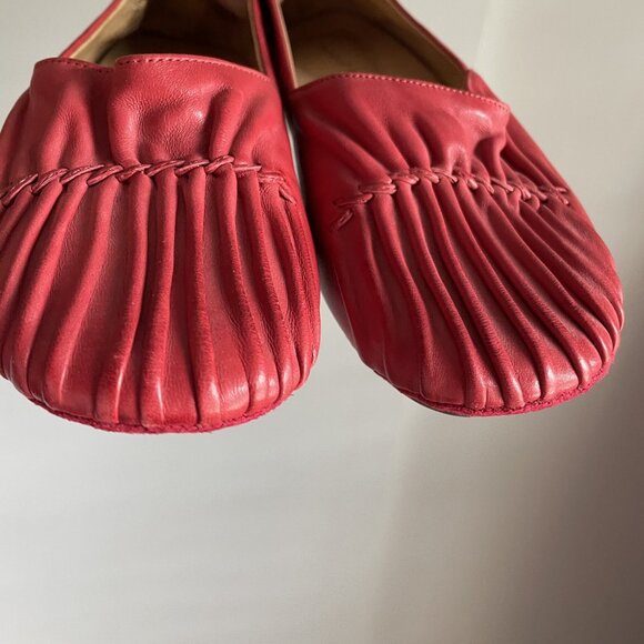Chocolate Blu Cam II Pleated Flat Size 6.5 RED Leather Slip On Ballet Cam2 Flats - Picture 9 of 14